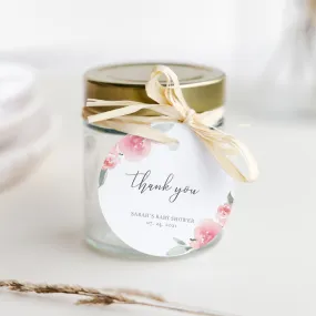 Blush Pink Floral Baby Shower Favor Tags Template, Printable Girl Baby Shower Thank You Tags, Editable DIGITAL DOWNLOAD - FR100