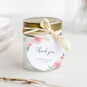 Blush Pink Floral Wedding Favor Tags Template, Printable Garden Wedding Thank You Tag, Round Square or Rectangle, Editable INSTANT DOWNLOAD - FR100