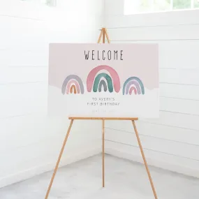 Boho Rainbow Party Welcome Sign Template, Printable Large Watercolor Rainbow Welcome Sign, Editable INSTANT DOWNLOAD - R100