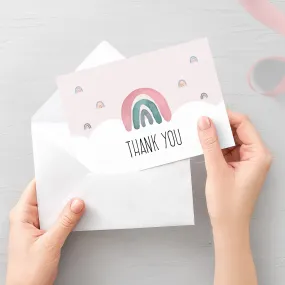 Boho Rainbow Thank You Card Template, Printable Watercolor Rainbow Thank You Note, Baby Shower Thank You Card, Folded and Flat 5X3.5 5X3.5, Editable INSTANT DOWNLOAD - R100
