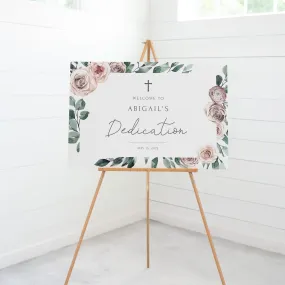 Boho Rose Baby Girl Dedication Welcome Sign Template, Printable Large Welcome Sign, Editable INSTANT DOWNLOAD - BR100