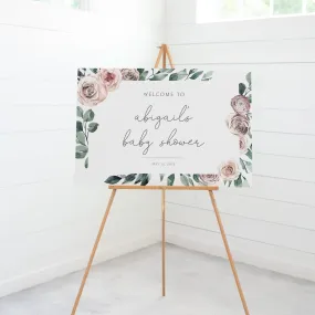 Boho Rose Baby Girl Shower Welcome Sign Template, Printable Large Welcome Sign, Editable INSTANT DOWNLOAD - BR100