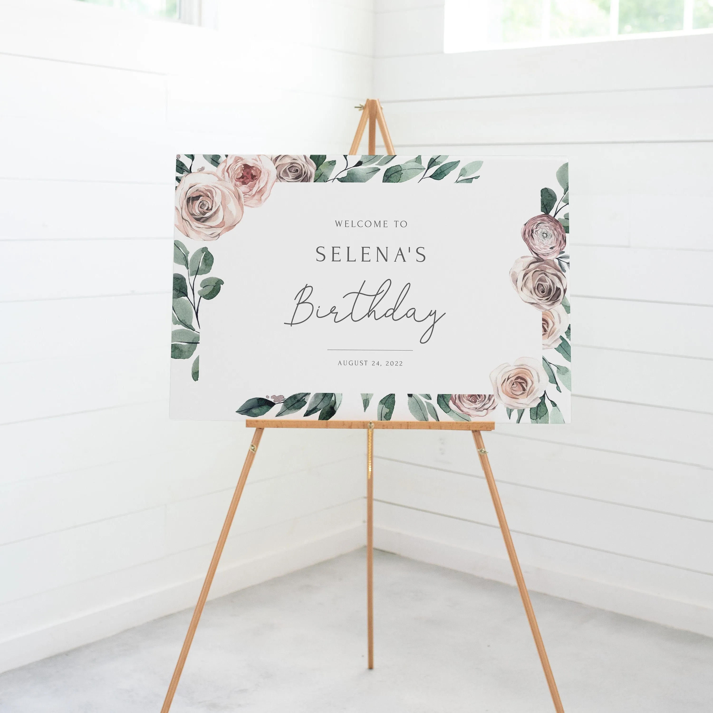 Boho Rose Birthday Party Welcome Sign Template, Printable Large Welcome Sign, Editable INSTANT DOWNLOAD - BR100
