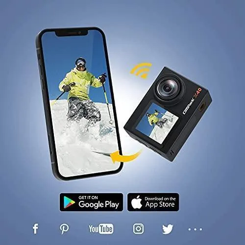 Campark Action Camera 4K 20MP Dual Screen EIS WiFi 40M Waterproof Underwater Vlogging Camera Men Gifts with Accessories Kit Compatible with Gopro Hero Camera
