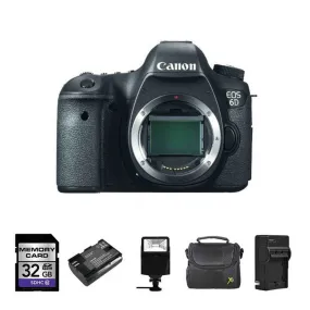 Canon EOS 6D Digital Camera - Black (Body)   2 Batteries, 32GB, Flash   More!