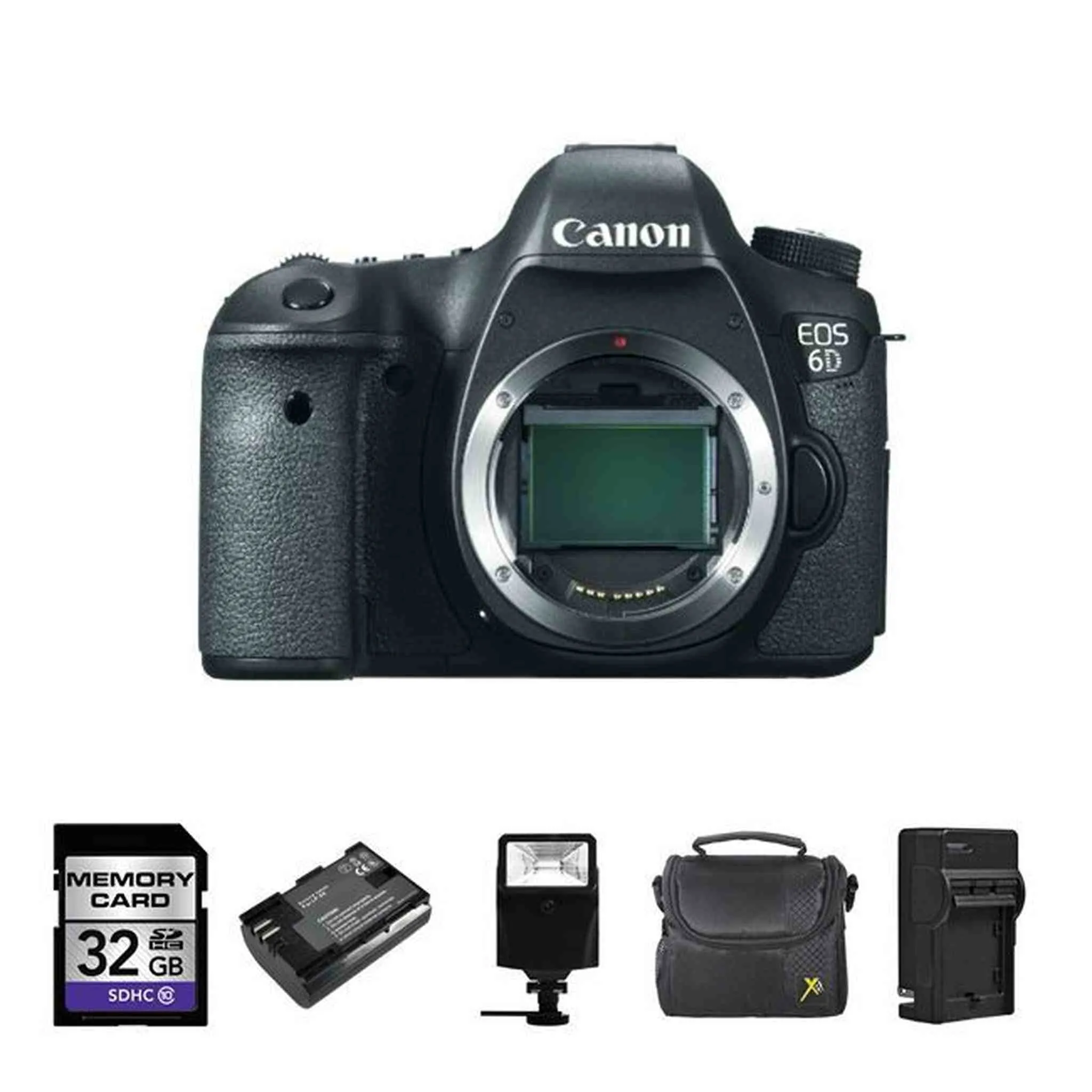 Canon EOS 6D Digital Camera - Black (Body)   2 Batteries, 32GB, Flash   More!