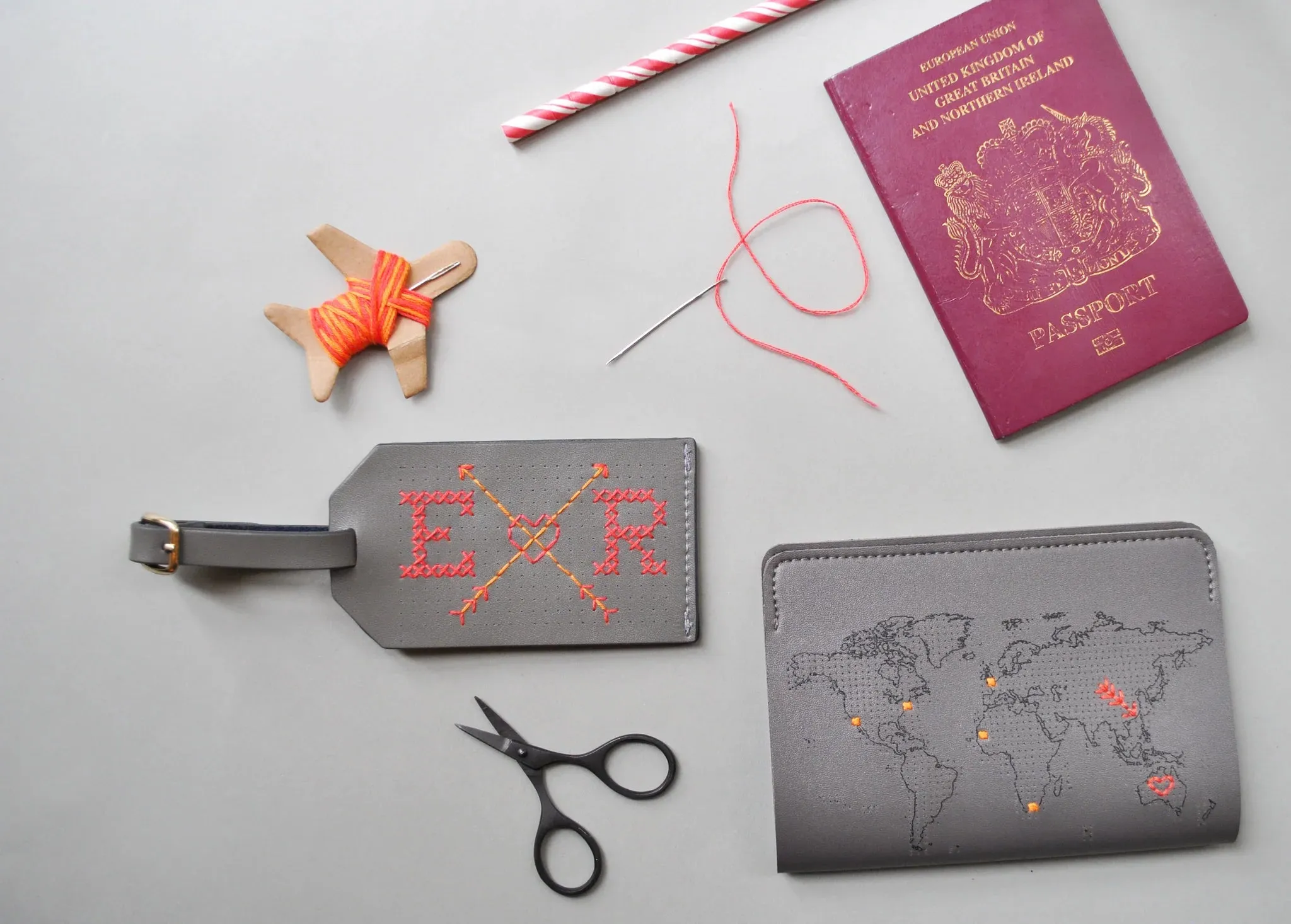 CHASING THREADS • Stitch Your Own Luggage Kit • Grey • NEW