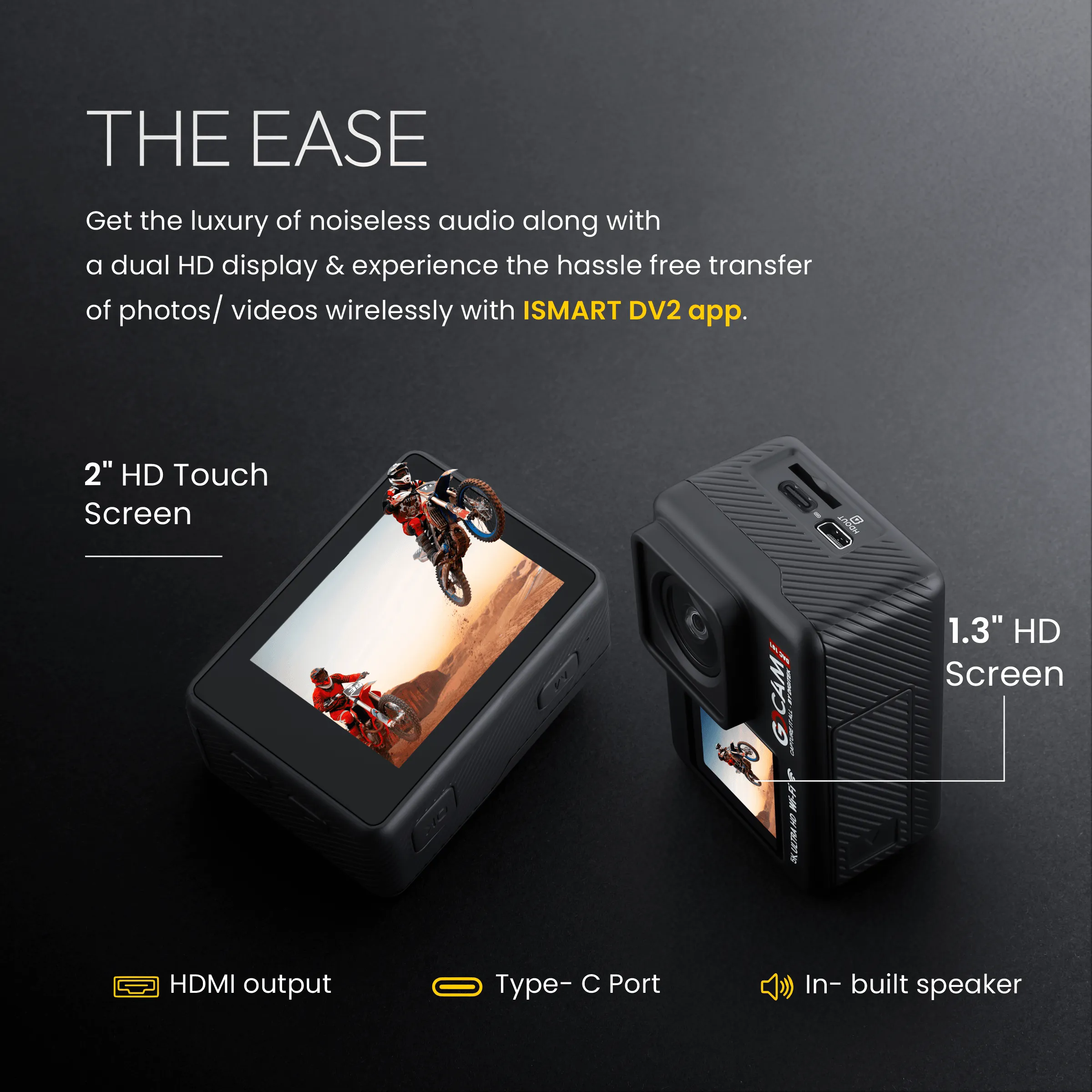 Digitek GoCAM (DAC-101) 5K 30FPS 48MP WiFi Ultra HD Sports Action Camera| Dual TouchScreen|6-Axis Gyro EIS Stabilization | MIC Support  Waterproof | 2 Batteries (Black)
