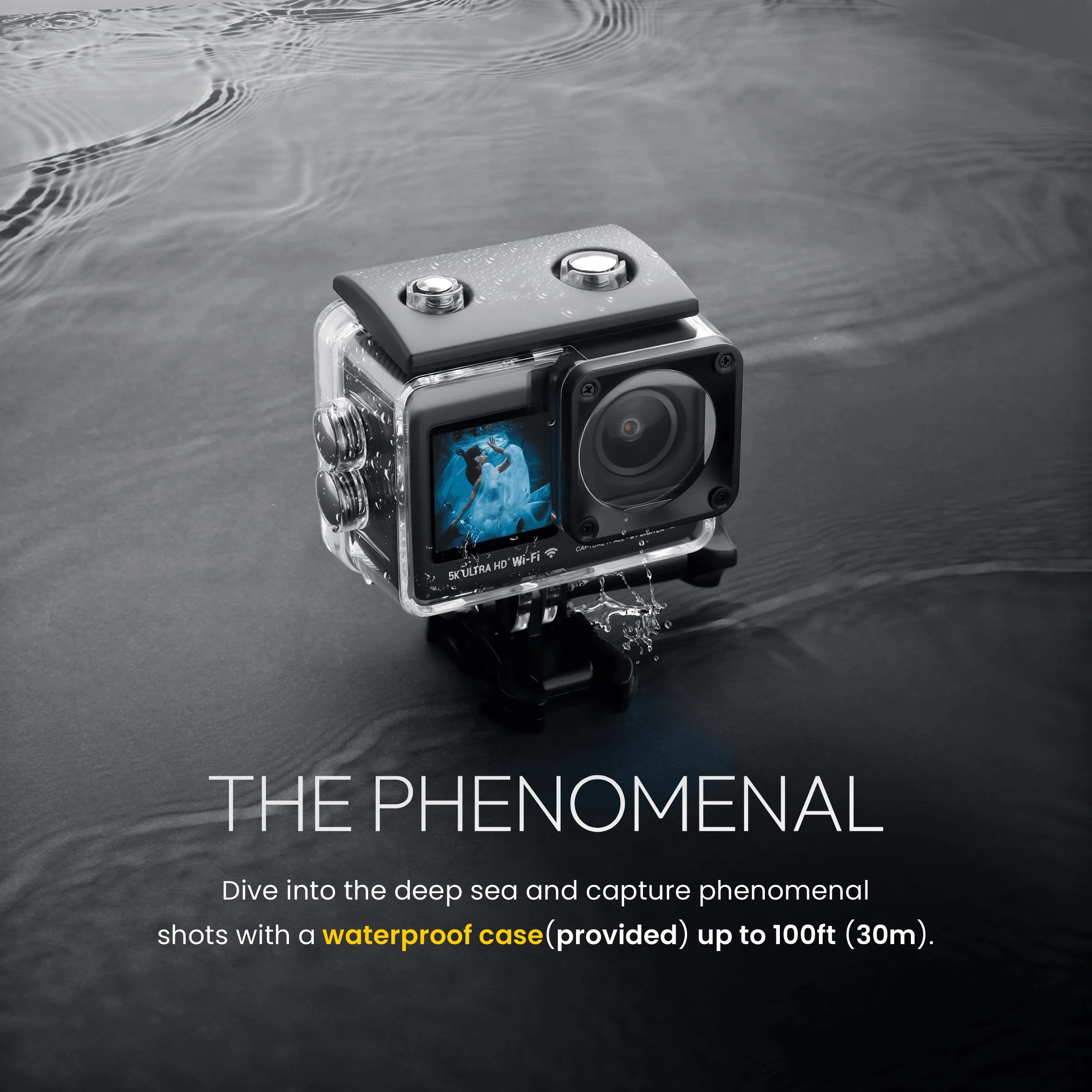 Digitek GoCAM (DAC-101) 5K 30FPS 48MP WiFi Ultra HD Sports Action Camera| Dual TouchScreen|6-Axis Gyro EIS Stabilization | MIC Support  Waterproof | 2 Batteries (Black)