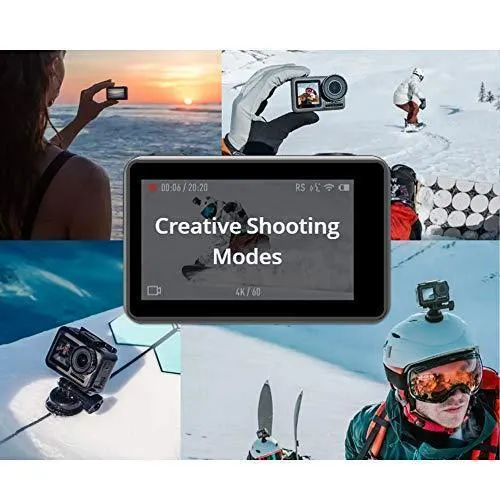 DJI Osmo Action - 4K Action Cam 12MP Digital Camera with 2 Displays 36ft Underwater Waterproof WiFi HDR Video 145° Angle, Black