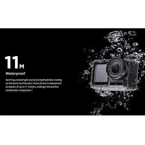 DJI Osmo Action - 4K Action Cam 12MP Digital Camera with 2 Displays 36ft Underwater Waterproof WiFi HDR Video 145° Angle, Black