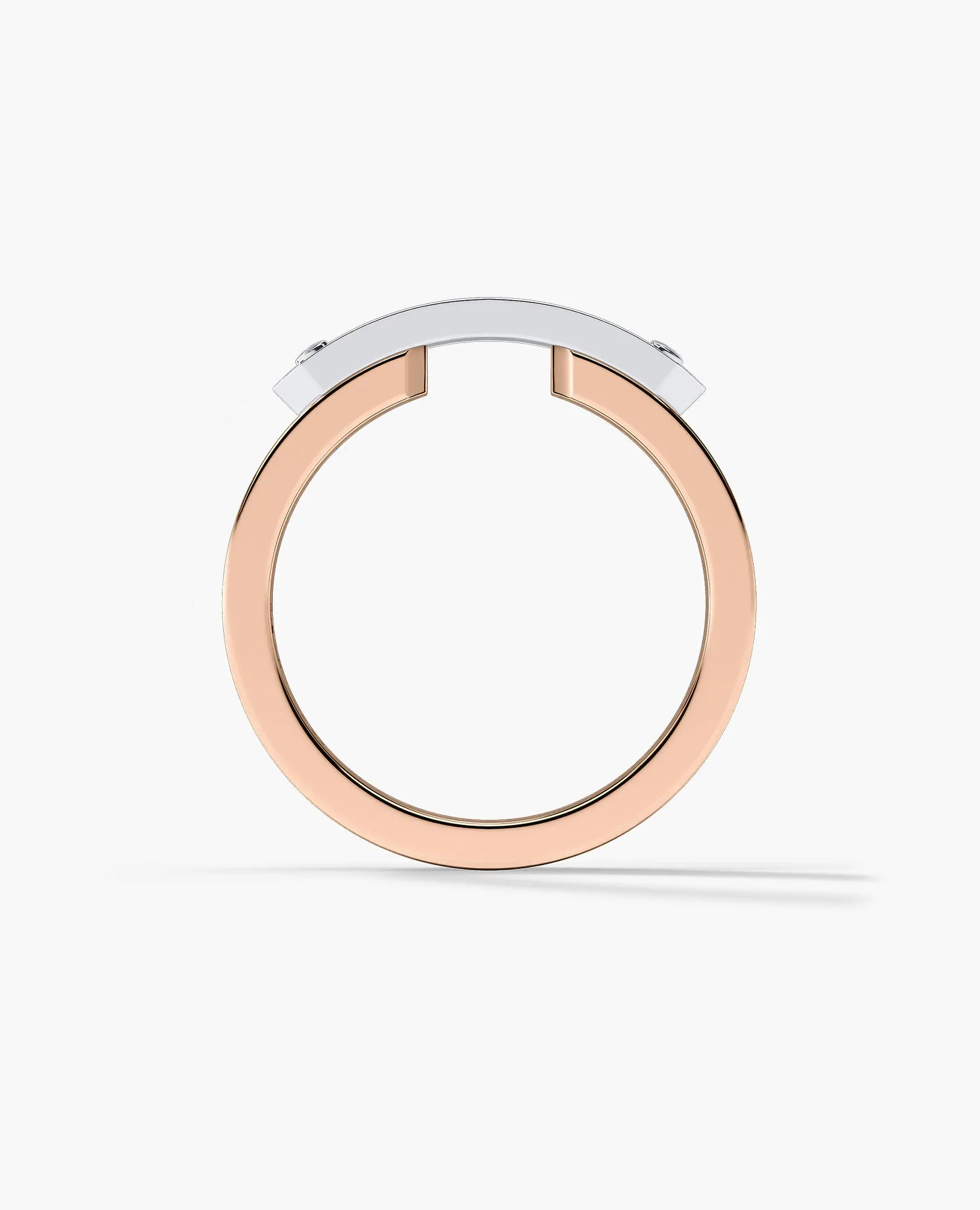 DONLIN Two-Tone Gold Ring with Plate and 0.40ct Black Diamonds
