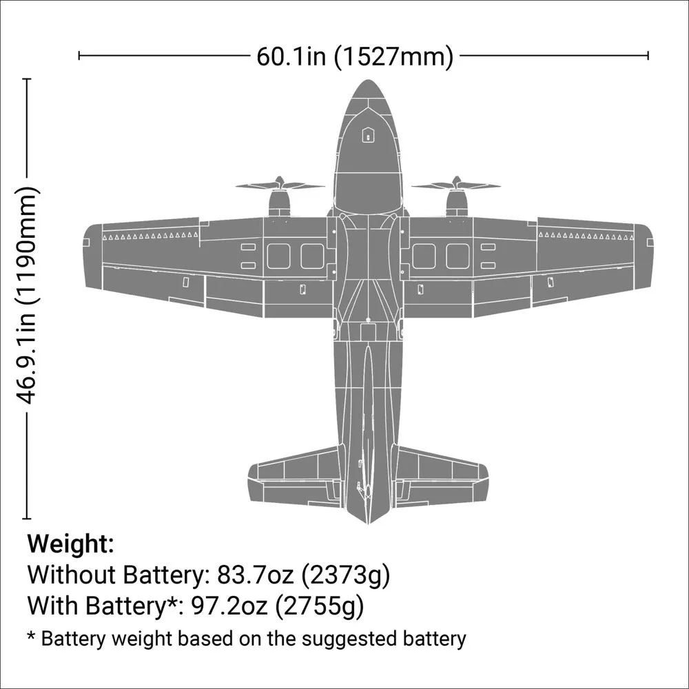 E-Flite EC-1500 Twin Cargo RC Plane (BNF Basic) EFL15750