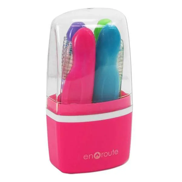 Handy Folding 4 Pack Toothbrush With Travel Case - Compact Mini Design