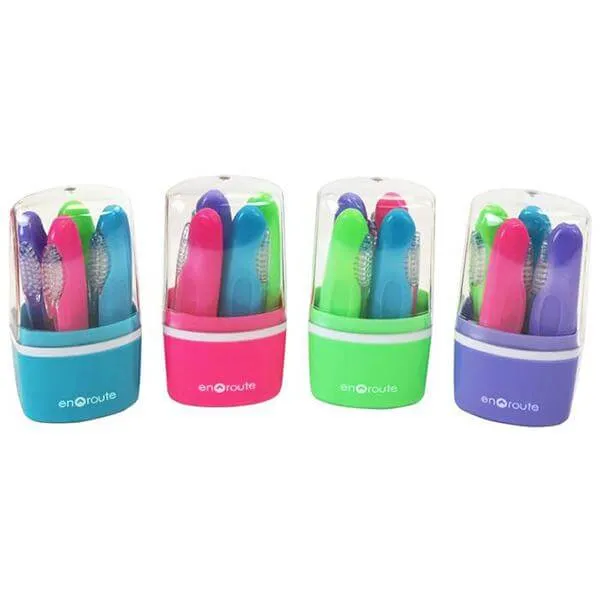 Handy Folding 4 Pack Toothbrush With Travel Case - Compact Mini Design