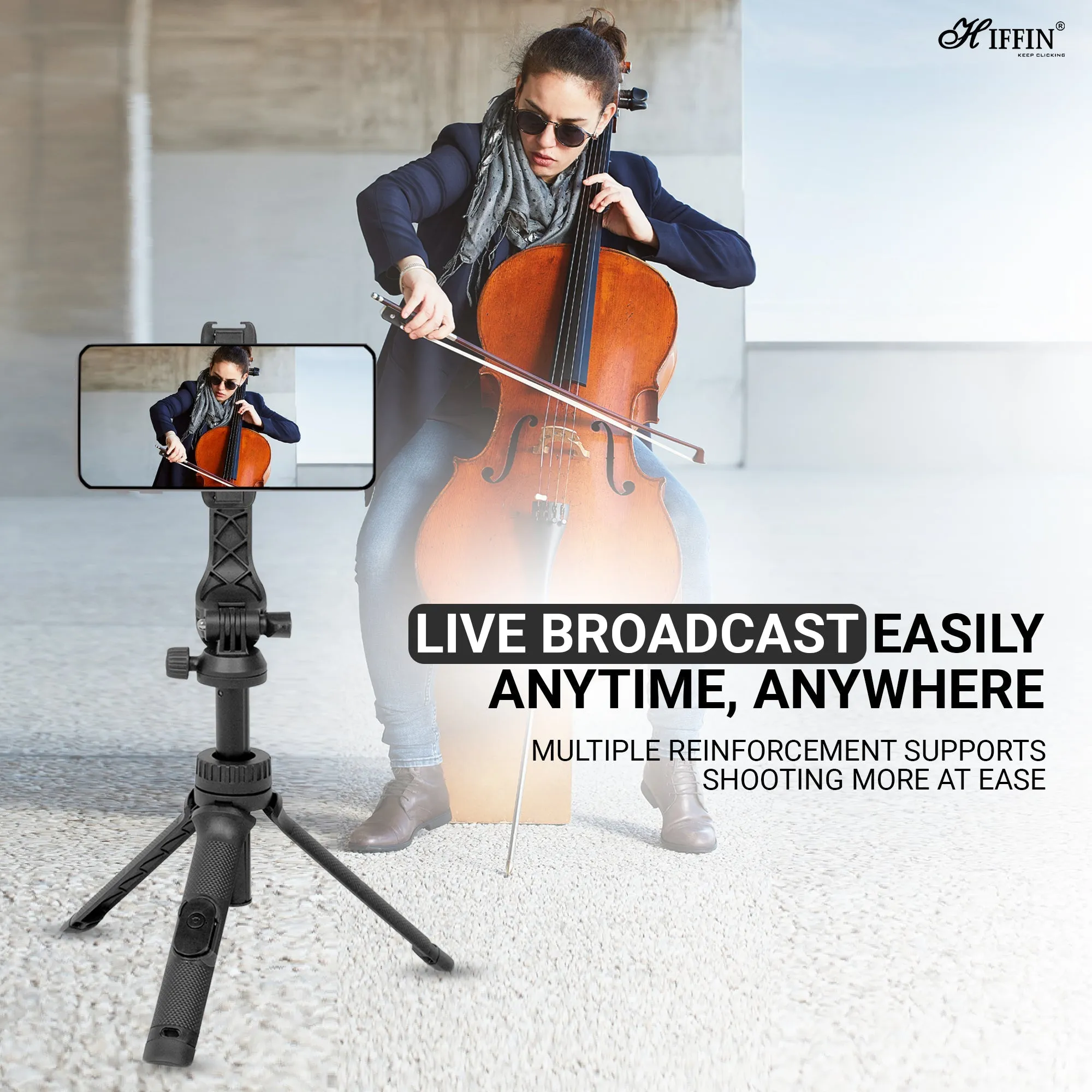 HTR-34 Selfie Stick Tripod, 29 inch with Wireless Remote, Portable Travel Tripod Stand Compatible with Smartphones & Cameras for Vlogging