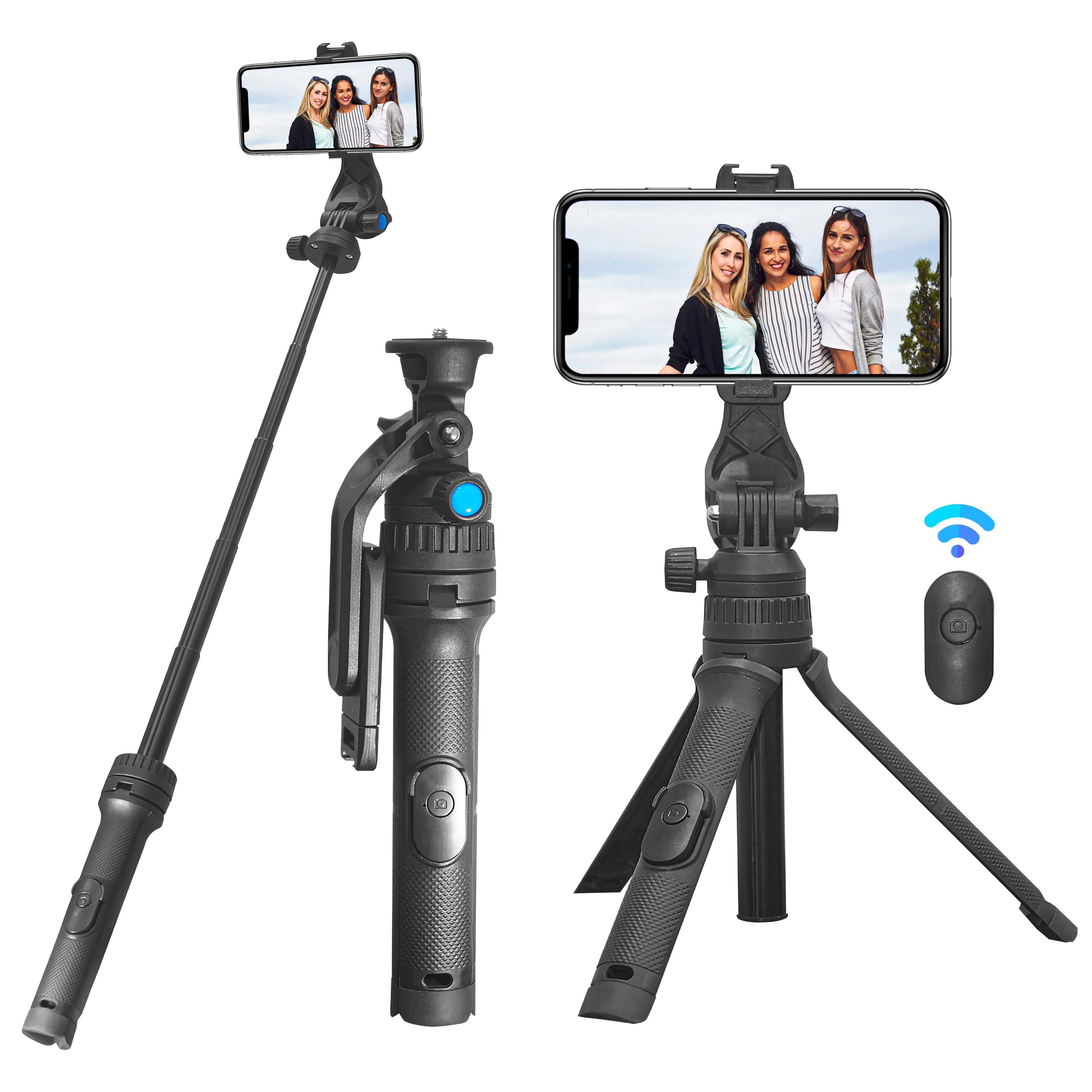 HTR-34 Selfie Stick Tripod, 29 inch with Wireless Remote, Portable Travel Tripod Stand Compatible with Smartphones & Cameras for Vlogging