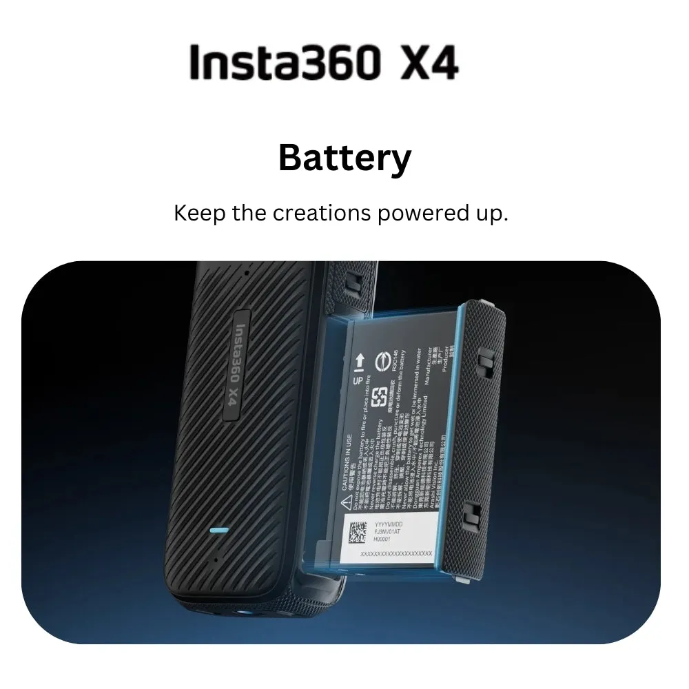 Insta360 X4 Battery 2290mAh with 135 Minutes of Continuous 5.7K30fps Video Recording for Action Camera CINSBBMA