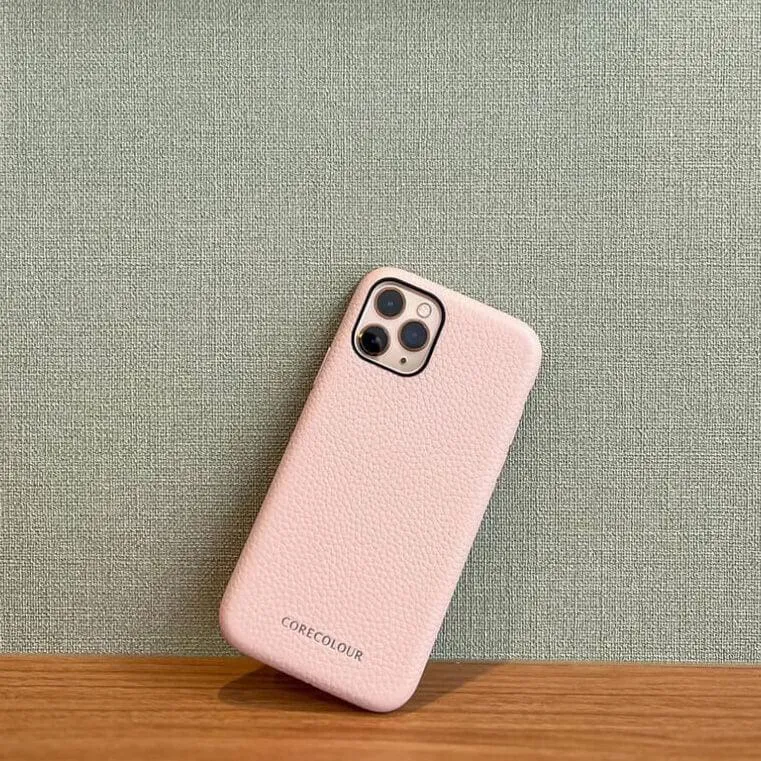 iPhone 11 Pink Genuine Leather Phone Case