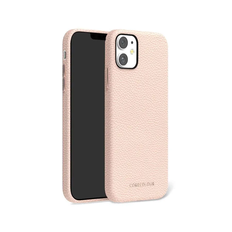 iPhone 11 Pink Genuine Leather Phone Case