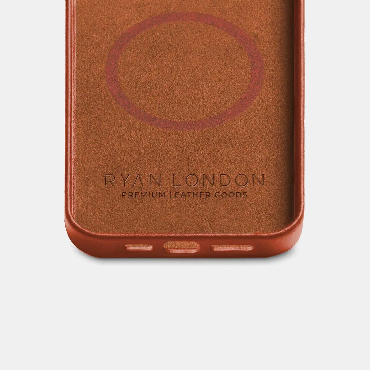 iPhone 15 Pro Max Leather Shell Case Metal, MagSafe - Saddle Brown