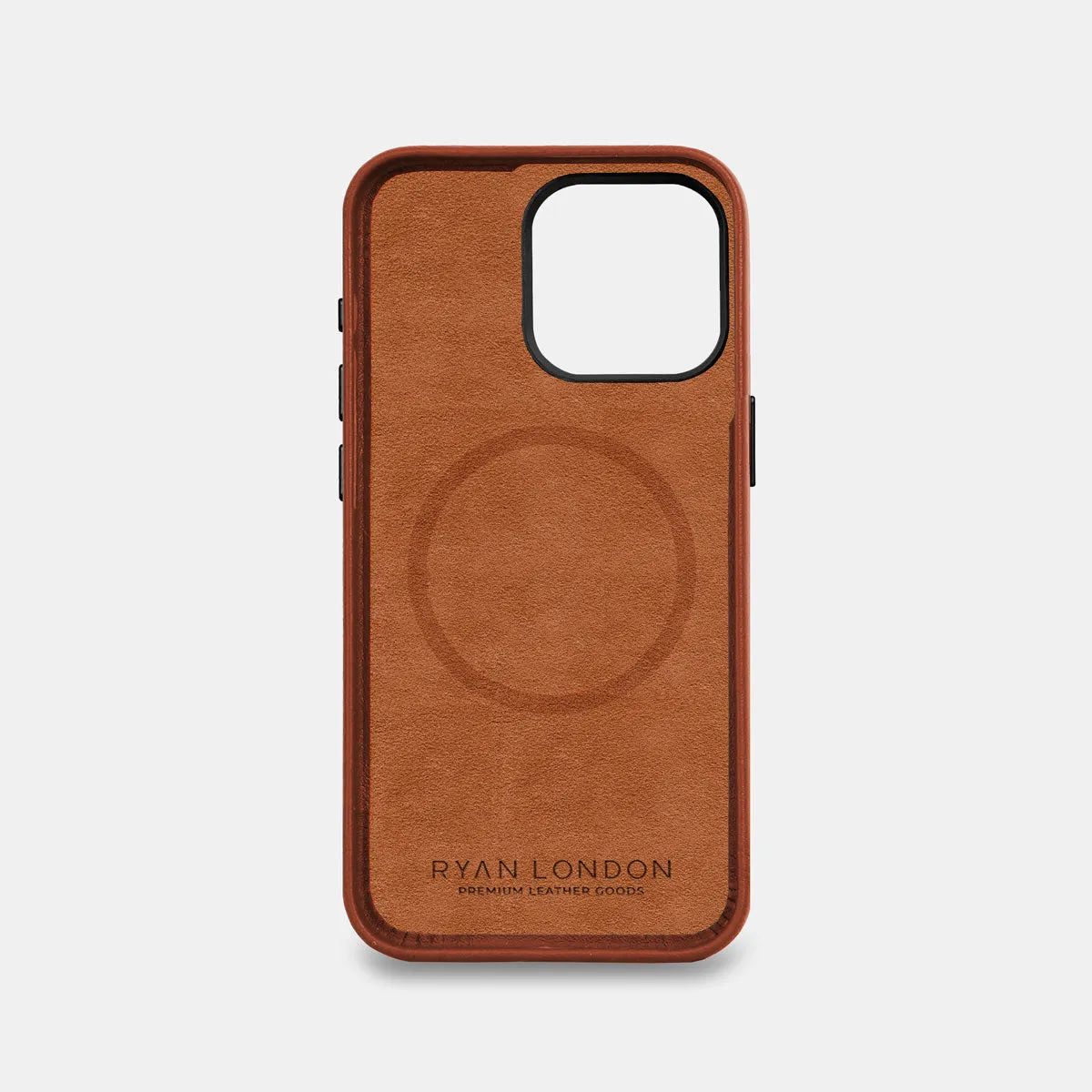 iPhone 15 Pro Max Leather Shell Case Metal, MagSafe - Saddle Brown