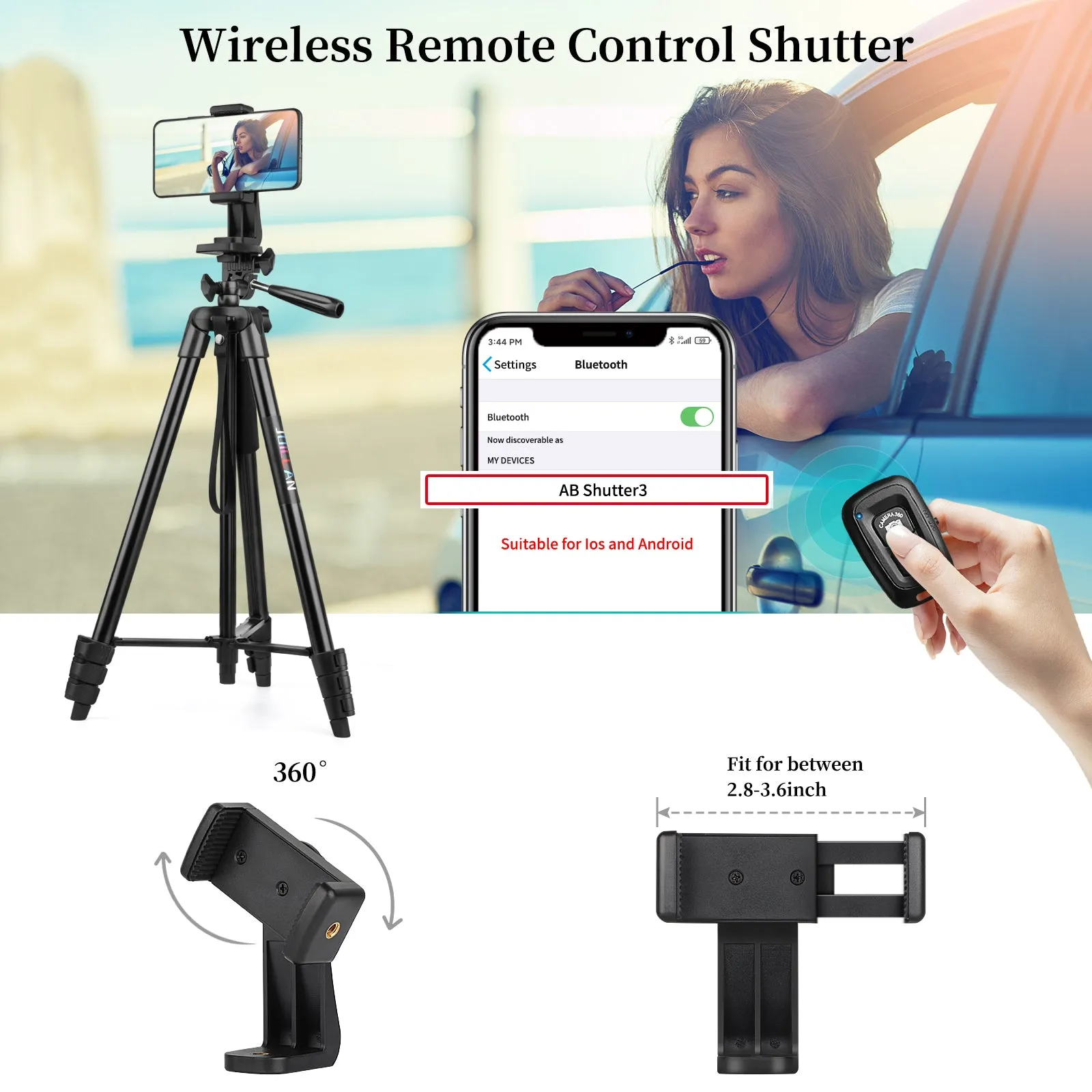 JOILCAN Phone Tripod for iPhone 63inch/161cm, Aluminum Extendable Mobile Phone Tripod Stand with Wireless Remote Shutter, Lightweight Selfie Stick Tripod for Smartphone/Small Camera，for Android/iOS(EU)