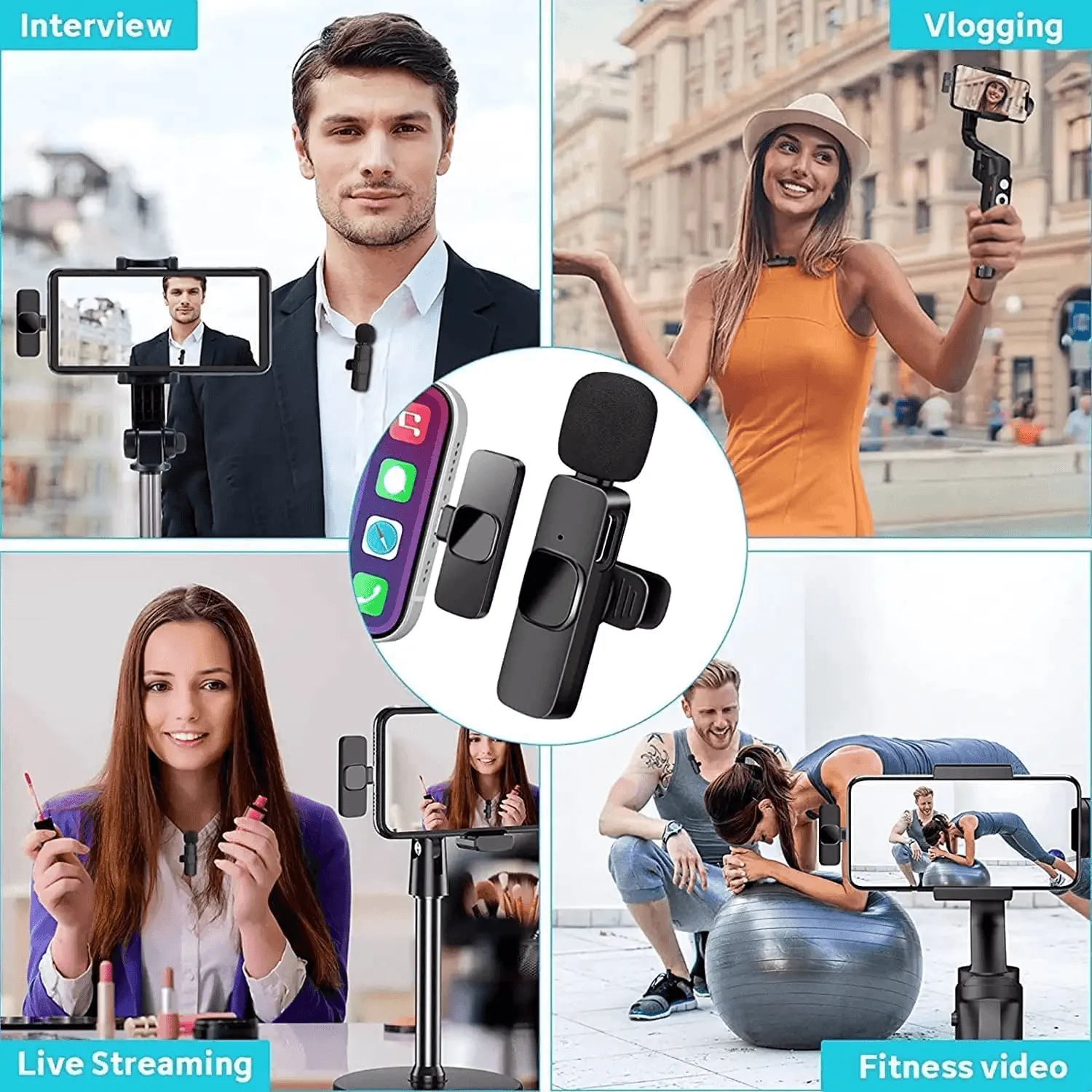 K8 Clip Mic Wireless Microphone Digital Mini Portable Mic for Mobile Phone -Iphone