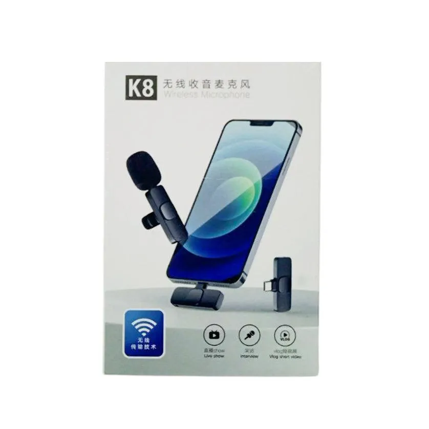 K8 Clip Mic Wireless Microphone Digital Mini Portable Mic for Mobile Phone -Iphone