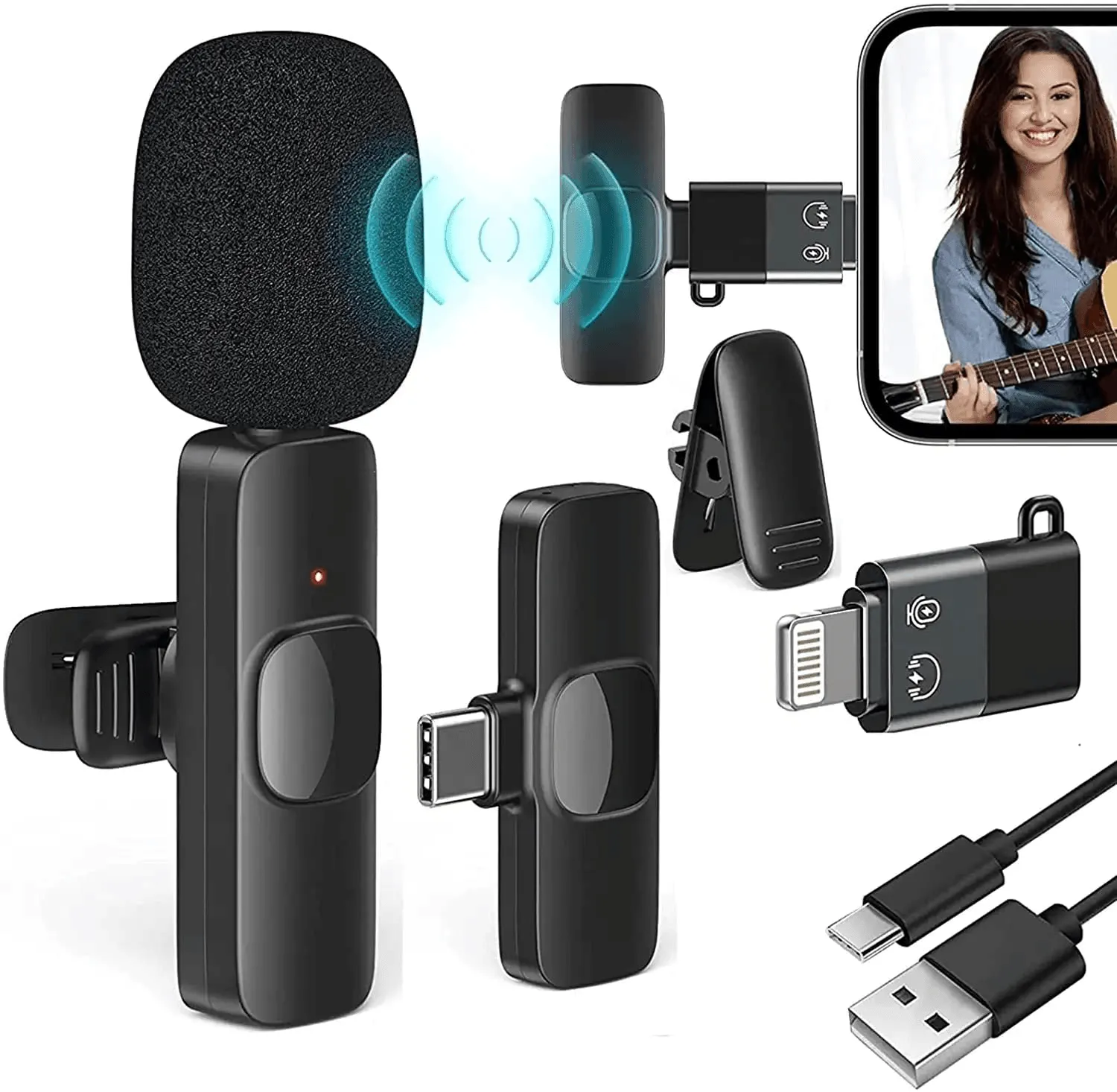 K8 Clip Mic Wireless Microphone Digital Mini Portable Mic for Mobile Phone -Iphone