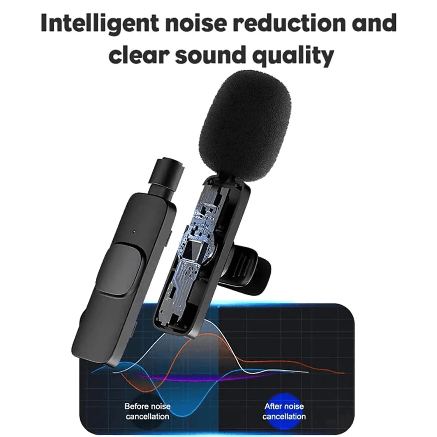 K8 Clip Mic Wireless Microphone Digital Mini Portable Mic for Mobile Phone -Iphone