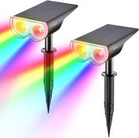 Linkind Solar Lights Outdoor, Solar Landscape Spotlights Color Changing with 9 Lighting Modes, Outdoor Lights for Garden, Yard, Pathway, 2 Pack