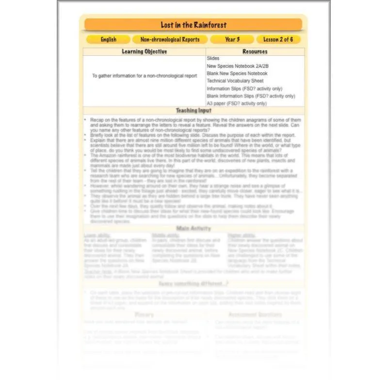 Lost in the Rainforest: Non-chronological Reports