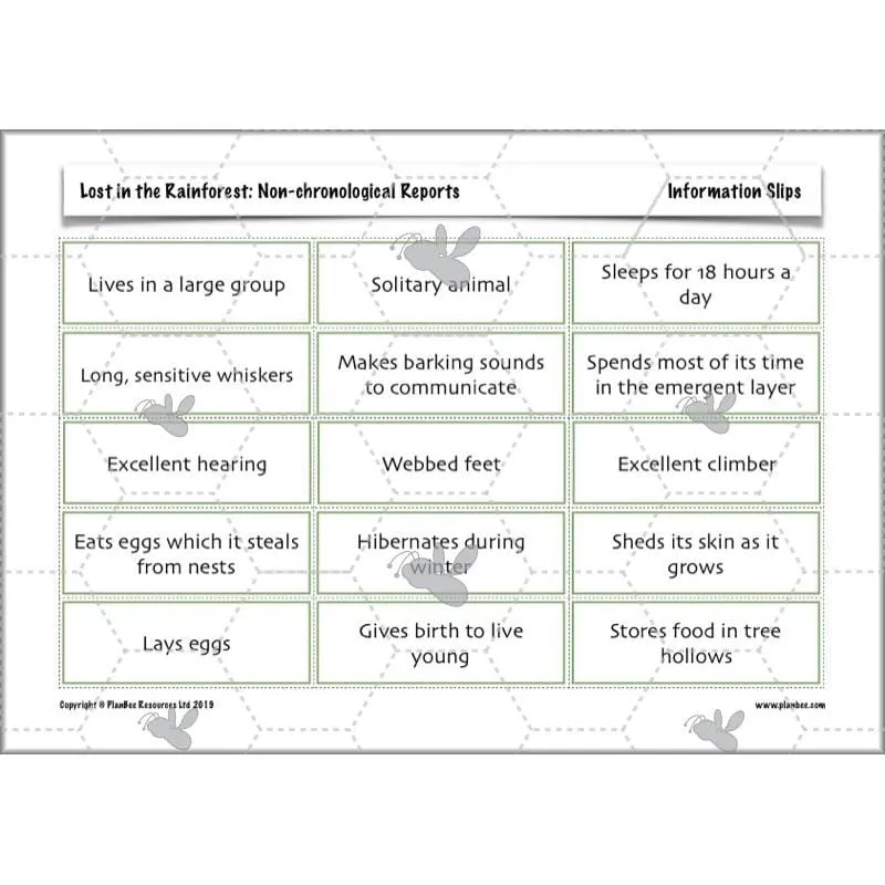 Lost in the Rainforest: Non-chronological Reports