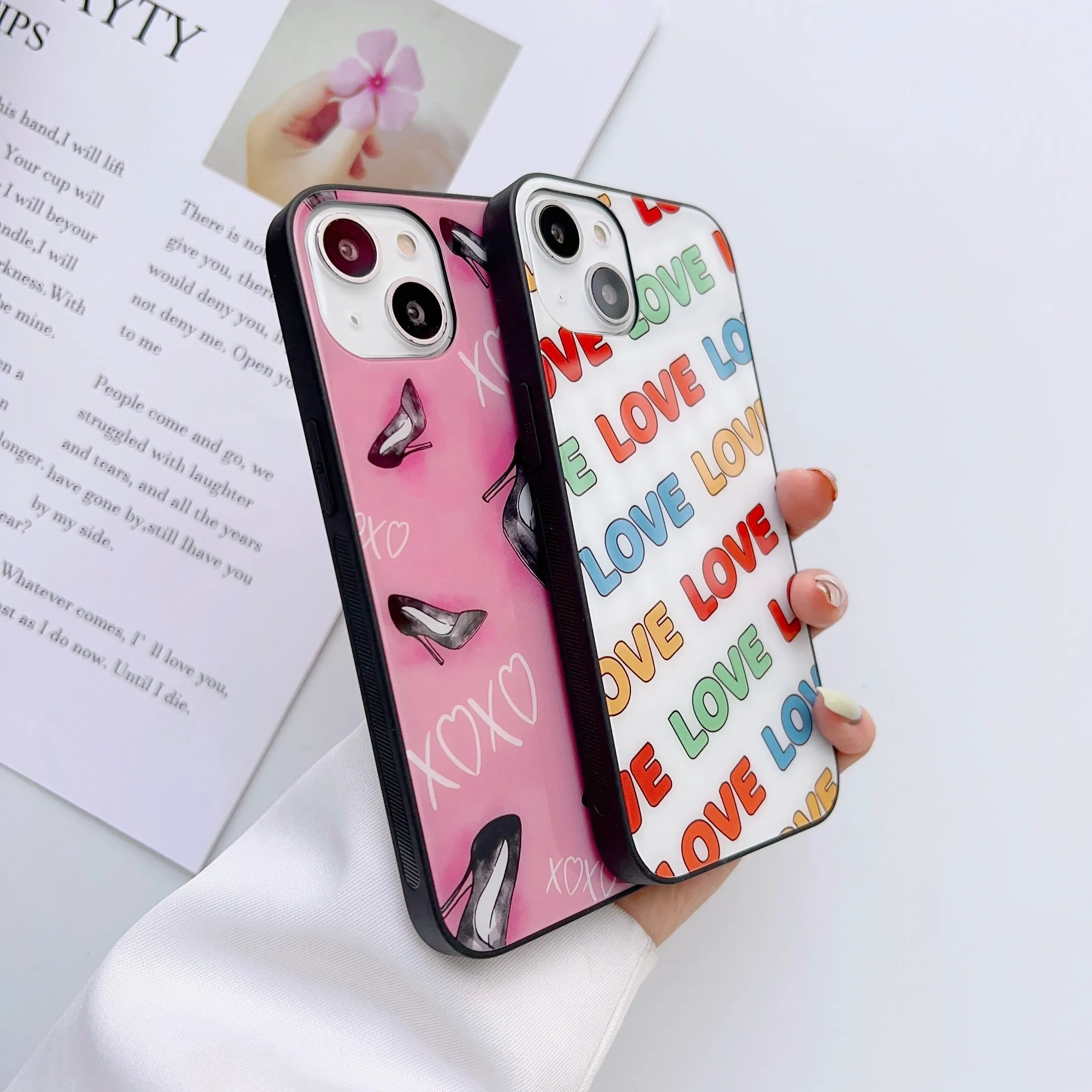 LOVE and XOXO Pattern Glass Case