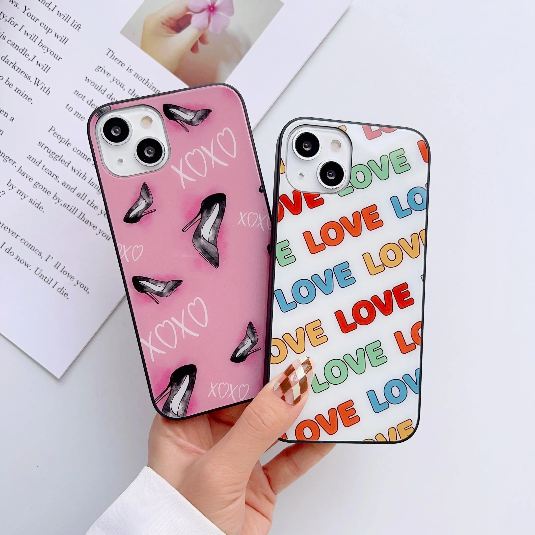 LOVE and XOXO Pattern Glass Case