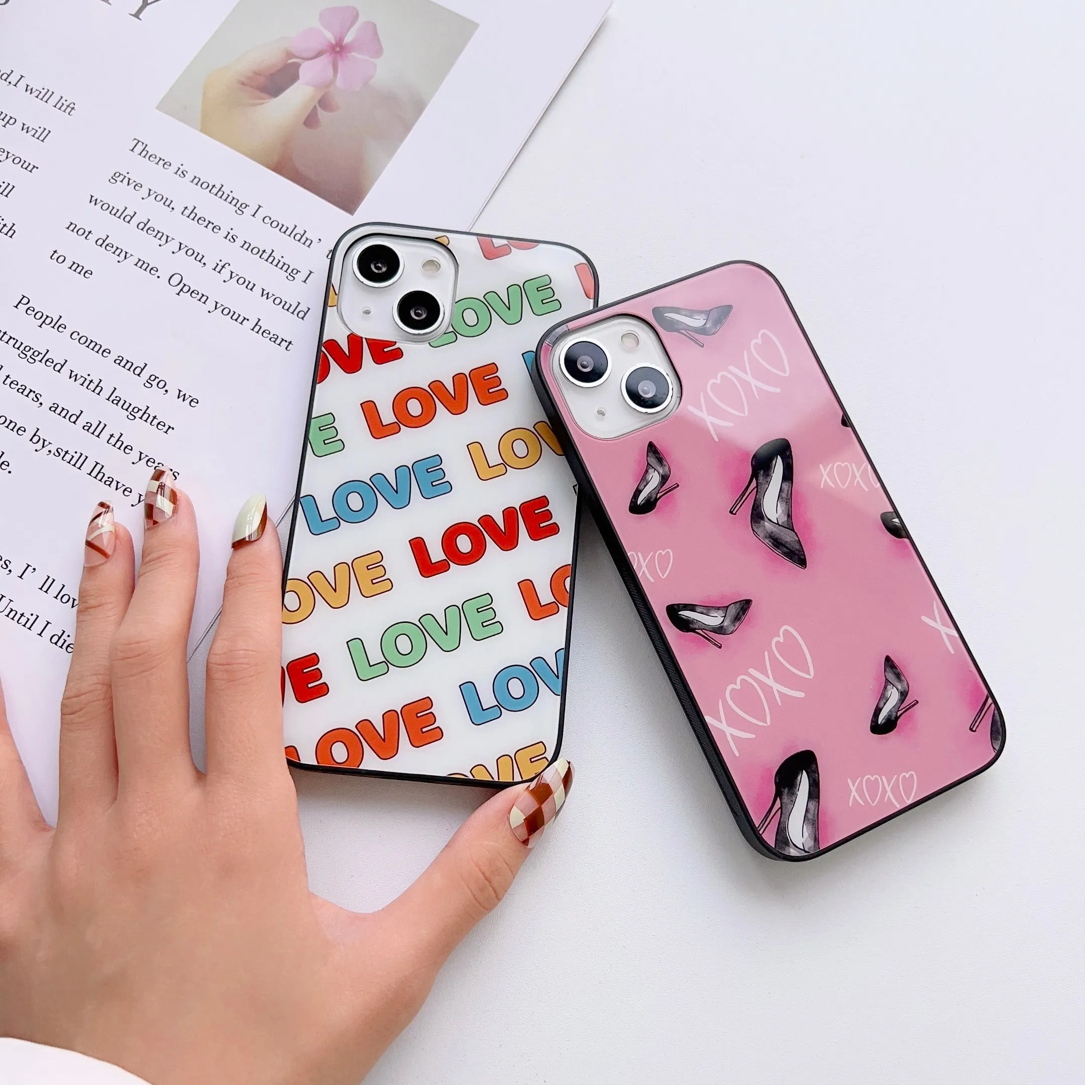 LOVE and XOXO Pattern Glass Case