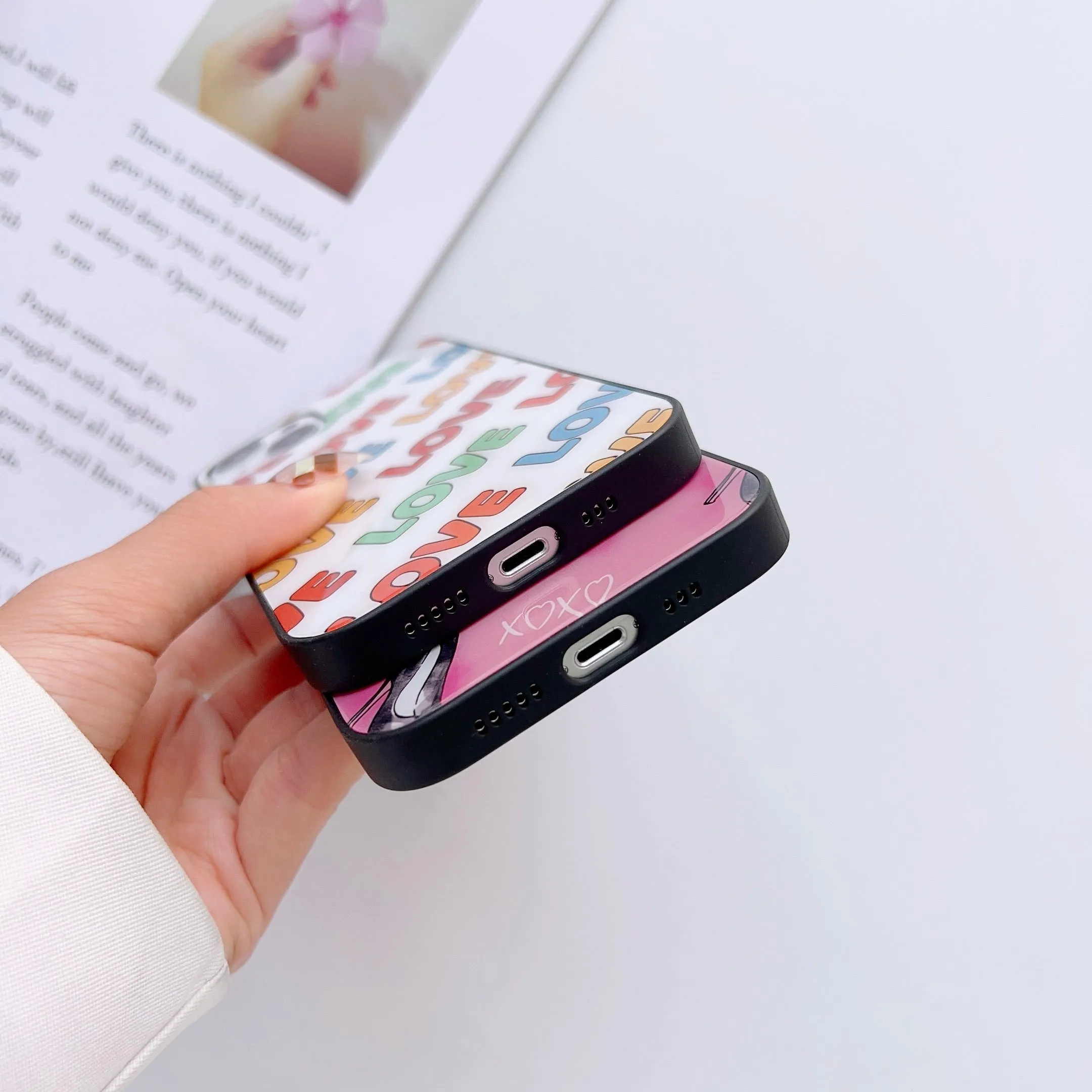 LOVE and XOXO Pattern Glass Case