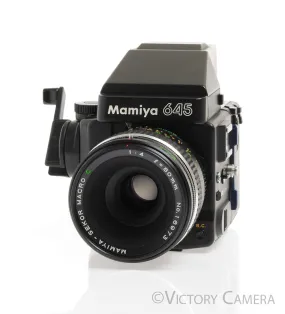 Mamiya 645 Super Medium Format Film Camera w/ Prism Finder 80mm f4 Macro Lens