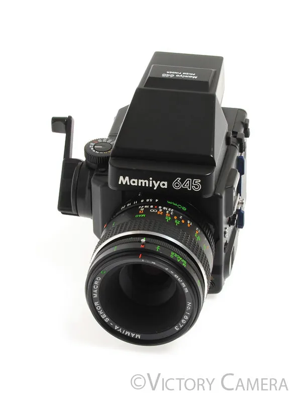 Mamiya 645 Super Medium Format Film Camera w/ Prism Finder 80mm f4 Macro Lens
