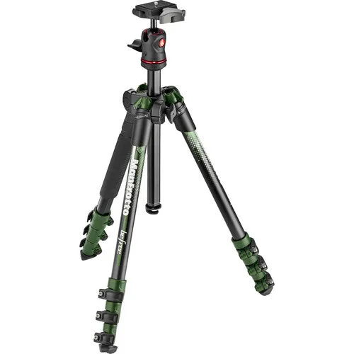 Manfrotto MKBFRA4GR-BH BeFree Color Aluminum Travel Tripod with Ball Head for Vlogging, Photography, etc. (Green)
