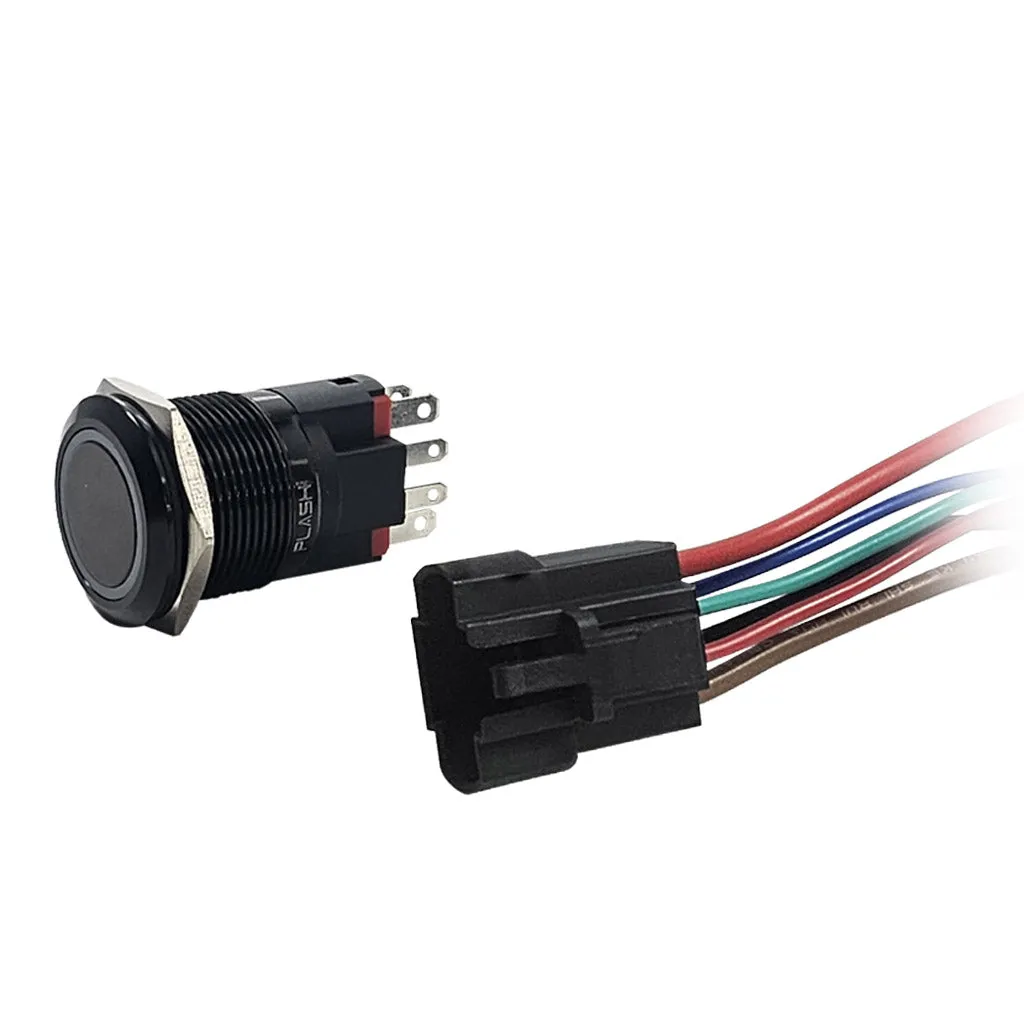 Marine Push Button Switch - RGB - 10A - Black Anodized