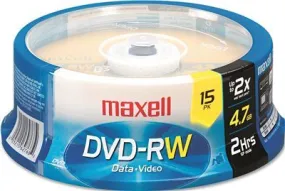 Maxell Dvd-Rw Discs 4.7Gb 2X Spindle Gold 15/Pack