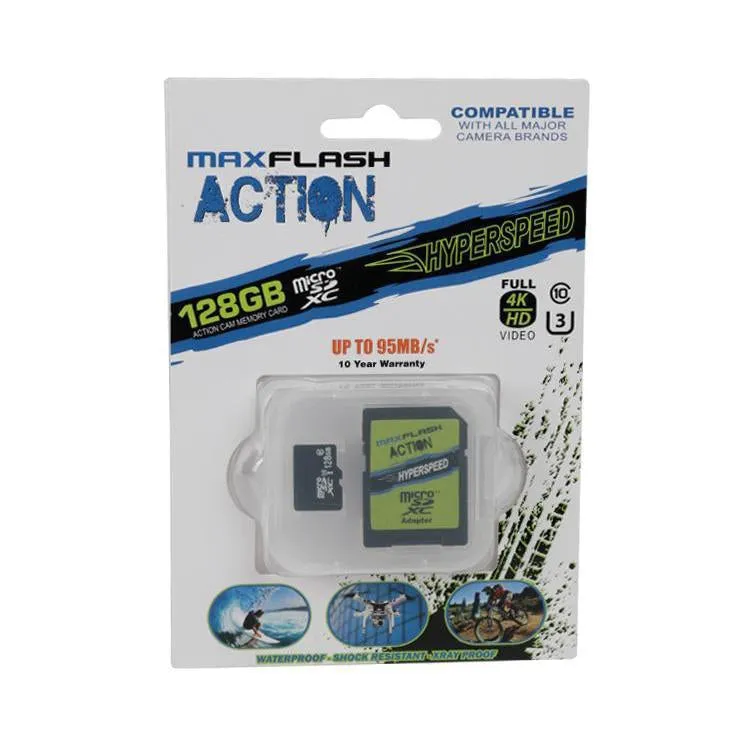 Maxflash Action Hyperspeed Micro SDHC V30 Memory Cards 128GB, 64GB and 32GB Options