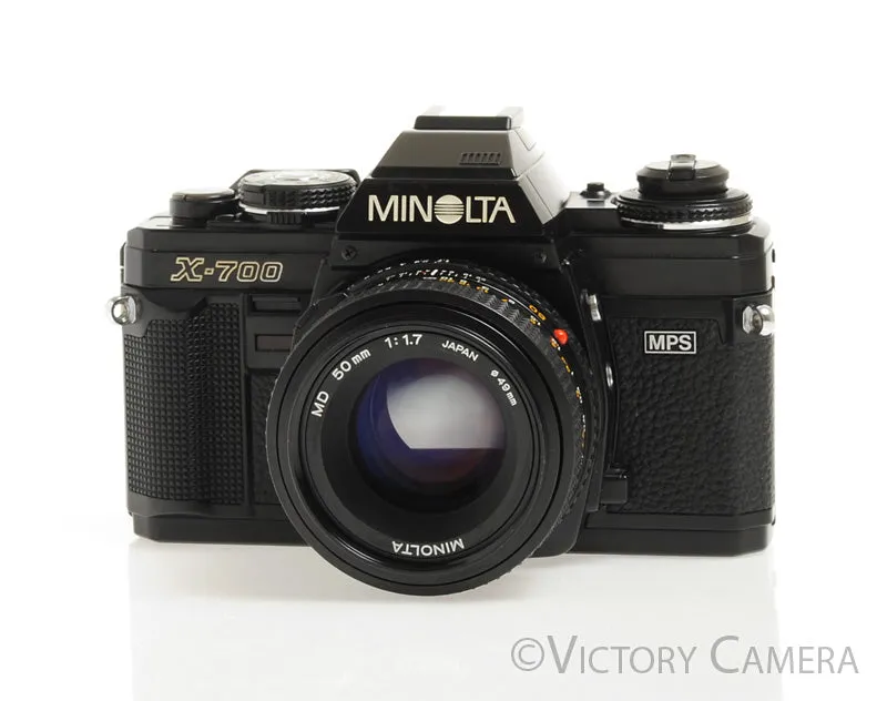 Minolta X-700 X700 Black SLR Film Camera w/ 50mm f1.7 Lens -New Seals- [EX ]
