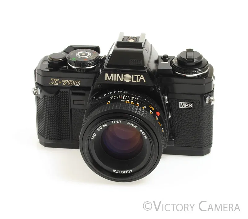 Minolta X-700 X700 Black SLR Film Camera w/ 50mm f1.7 Lens -New Seals- [EX ]