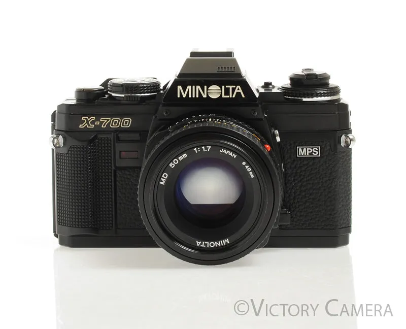 Minolta X-700 X700 Black SLR Film Camera w/ 50mm f1.7 Lens -New Seals- [EX ]