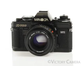 Minolta X-700 X700 Black SLR Film Camera w/ 50mm f1.7 Lens -New Seals- [EX ]