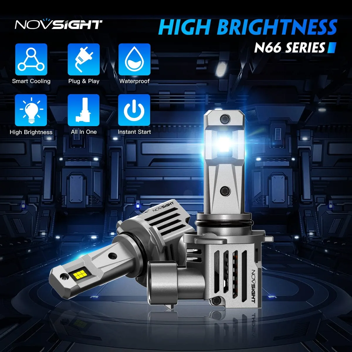 N66 Pro Series Wireless | 9005 HB3 LED Bulbs Perfect Beam 80W 18000LM 6500K White | 2 Bullbs