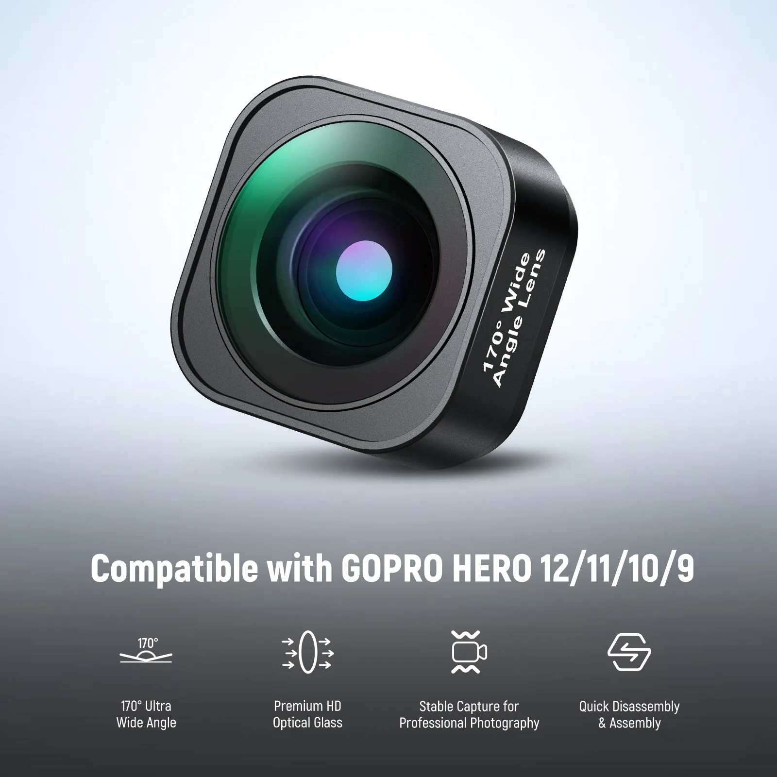 NEEWER LS-37 170° Ultra Wide Angle Lens For GoPro Hero 12/11/10/9